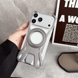 Premium Metal Aluminum Magnetic Armor Hybrid Case - Heavy Duty Protection with MagSafe Compatibility - iPhone 16 Pro Max (Titanium)