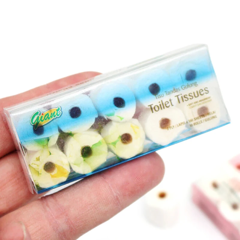 1/12 Dollhouse Mini Paper Towel Roll Model Toilet Tissue Accessories For Dolls House Bathroom Decor Pretend Play Toys Gift 4