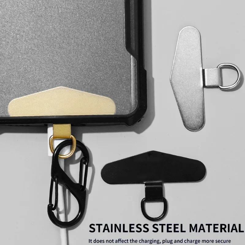 Universal Ultra-Thin Stainless Steel Phone Tether Tab and Lanyard Strap Set