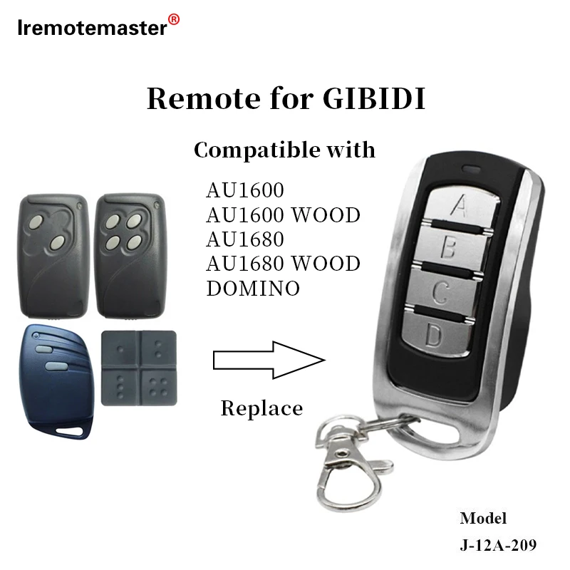 For GIBIDI AU01590 AU1600 AU1610 AU1680 AU1810 DOMINO Garage Remote Control Replacement 433.92MHz Rolling Code Gate Opener
