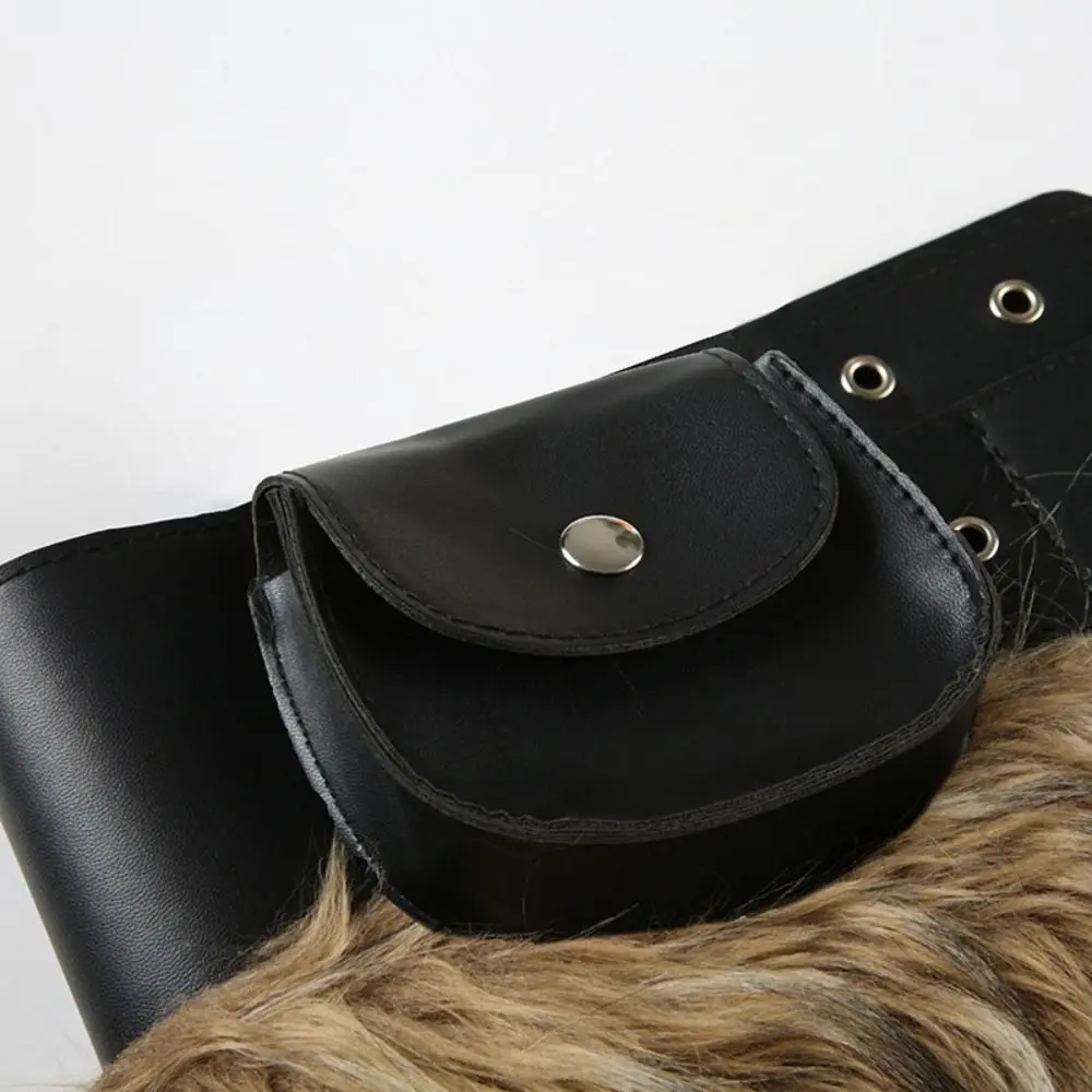 Frauen Mode Trendy Design Faux Pelz Spleißen Gürtel Y2K Chic Plüsch Taille Gürtel Gyaru Cowgirl Bund für Club Party – Detail 10