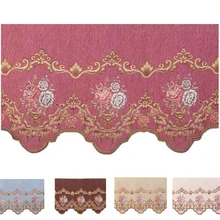 

1pc Coffee Roman Valance Curtain Chenille Flowers Window Valance European Curtain Swags Decorative Jacquard Drape 1 Piece VT#30