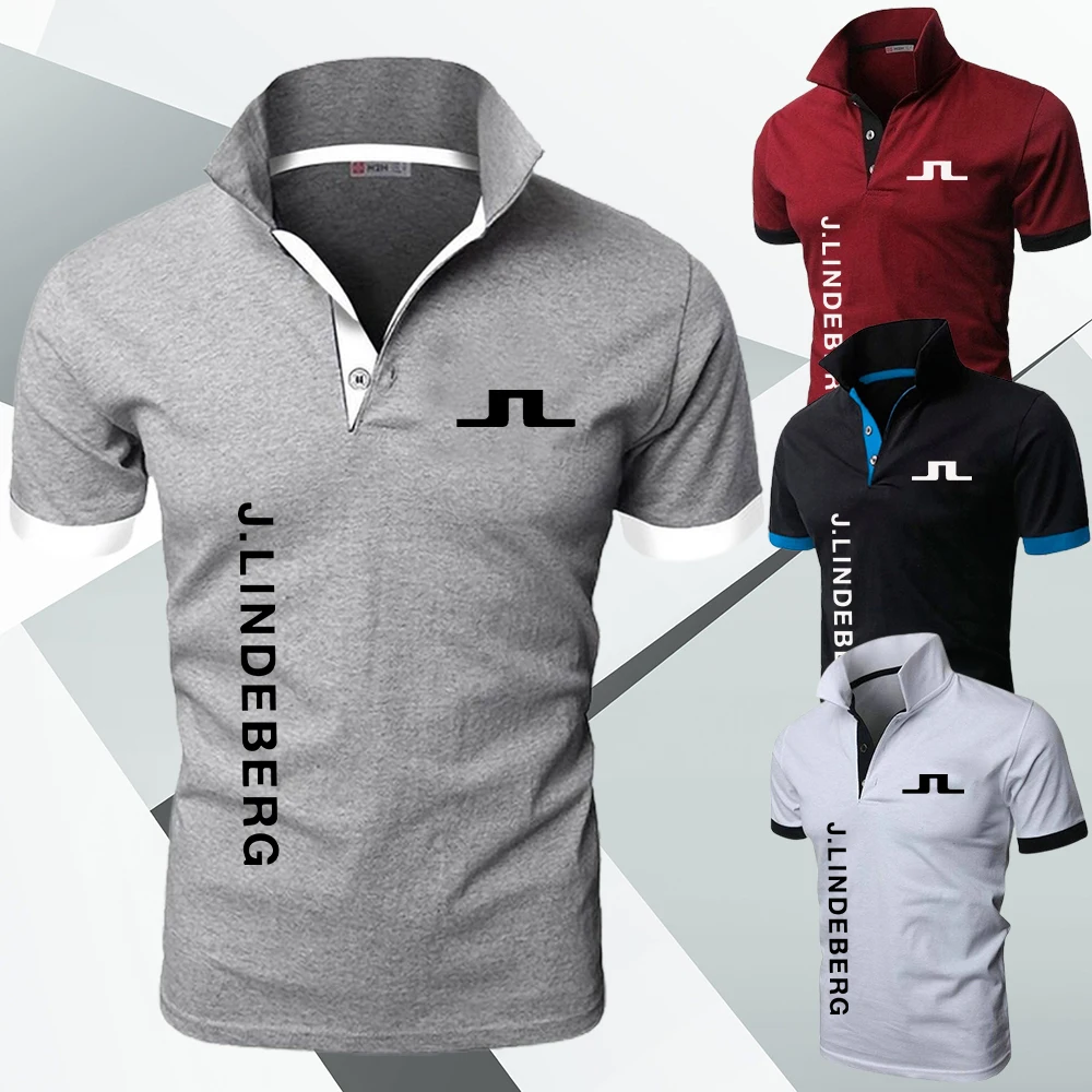 MensGolfPoloNeckKnitSportsPolosShirtJLindebergBreathable