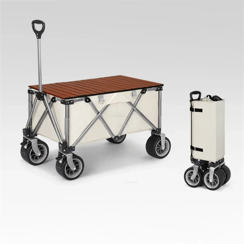 Outdoor Camping Trolley with Wheels European Portable Garden Carts Folding Shopping Cart Leisure Beach Cart Garden Supplies GZ