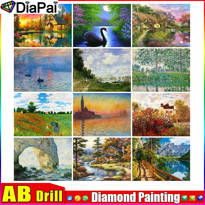 

DIAPAI AB 5D DIY Diamond Painting "Oil Painting Landscape" Full Drill Resin Diamond Embroidery Cross Stitch Home Decor