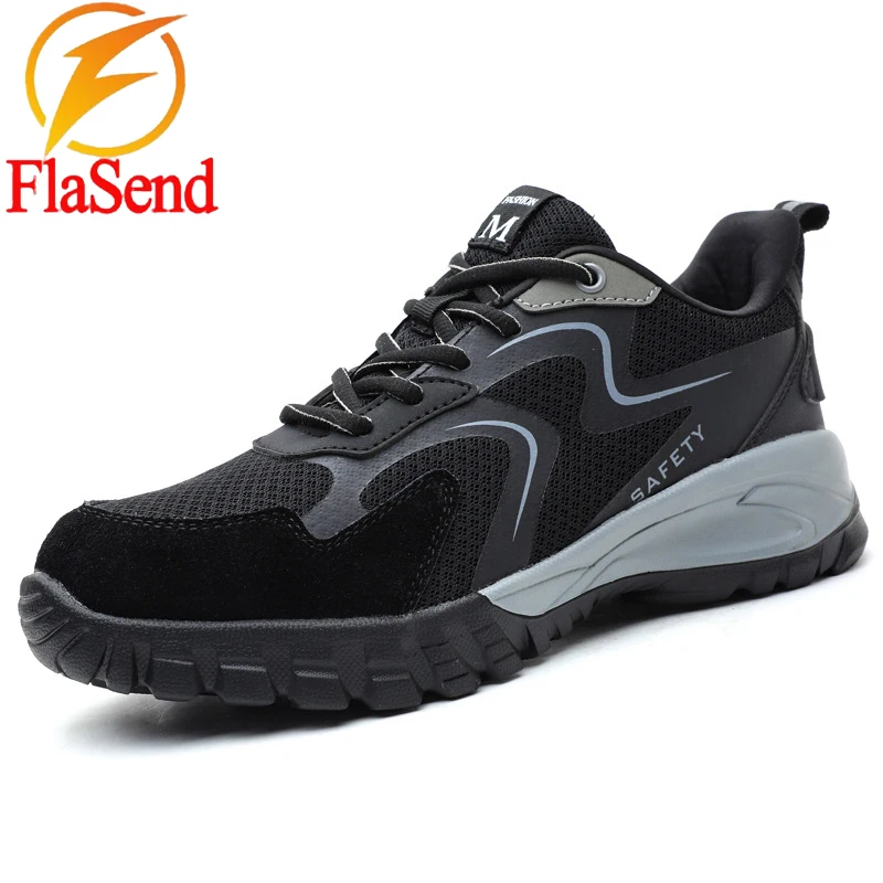 

Four Seasons Breathable Mesh Anti-smashing Anti-piercing Non-slip And Anti-manufacturing Fly-Woven Labor Insurance Shoes