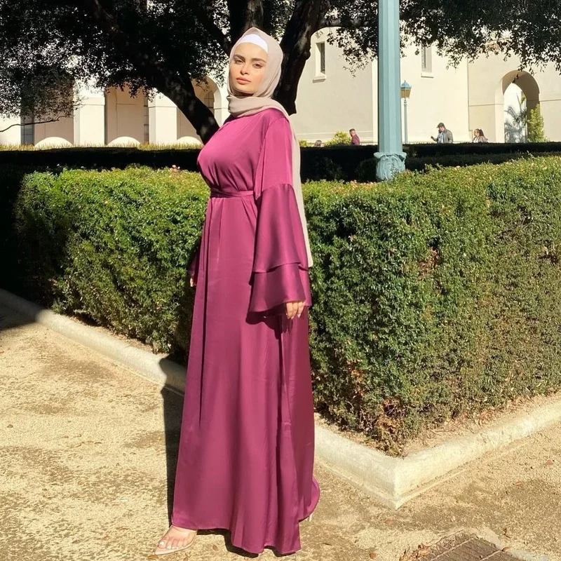 2023 Ramadan Abaya Femme Islam Abayat  Abayas for Women Dubai Turkey Muslim  Kaftan Solid Color Eid Long Dress Modal Cotton