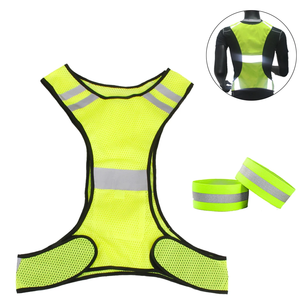 Cycling Vest Reflective Safety Vest Safety Vest 1 Set Unisex Adjustable Reflective Vests Safety Cycling Vest Belt Traffic Sanitation 360 Degrees High Visibility Night Running