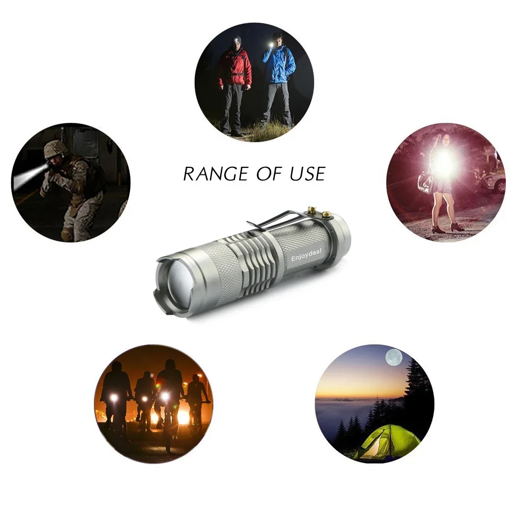 

New Mini led bulb 1200lm Bright Adjustable Zoom Focus Flashlight Torch Lamp Black outdoors Camping Flashlight for hiking fishing