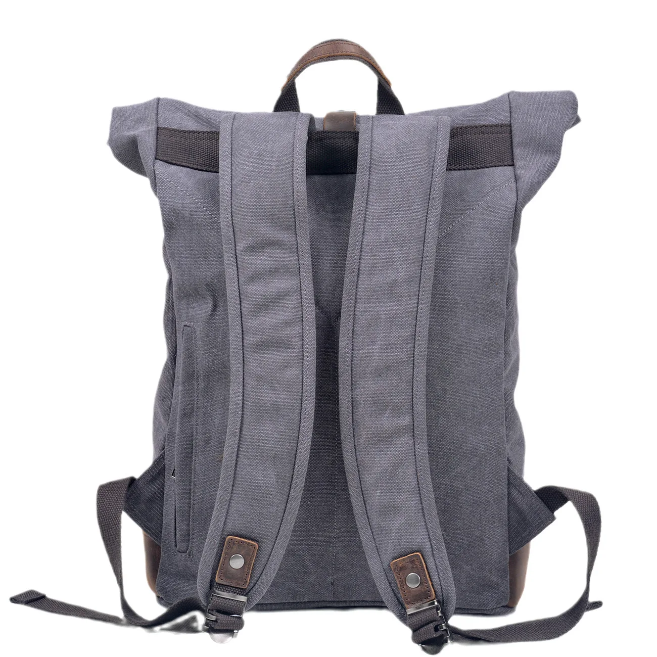 New vintage wash canvas men's backpack waterproof large capacity roll top expansion backpack men's outdoor hiking bag 2
