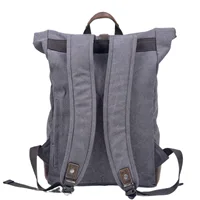 New vintage wash canvas men's backpack waterproof large capacity roll top expansion backpack men's outdoor hiking bag 2