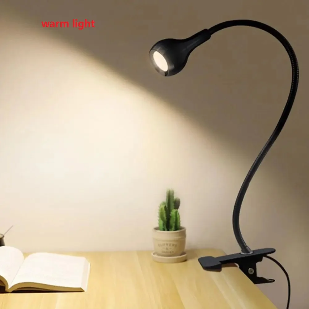 USB LED Reading Book Light Table Lamp Flexible Night Lights For Bedroom Bedside LED Desk Lamp With Clip Holder Luminaria