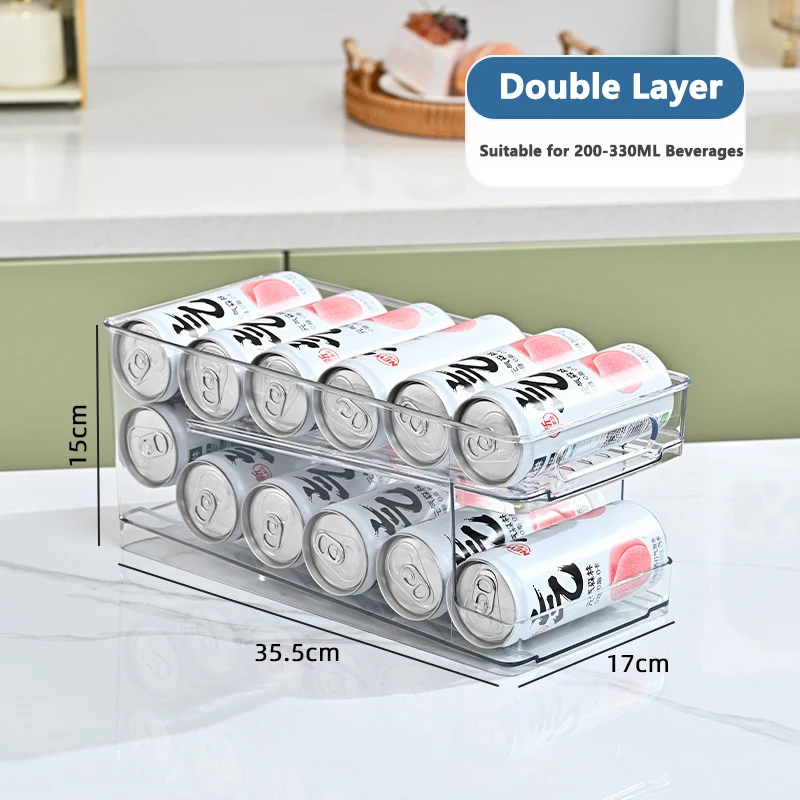 Soda Can Organizer for Refrigerator Can Holder Beer Drinks Cans Soda Bottle  Jar Rack Fridge Automatic Rolling Can Storage Box - AliExpress