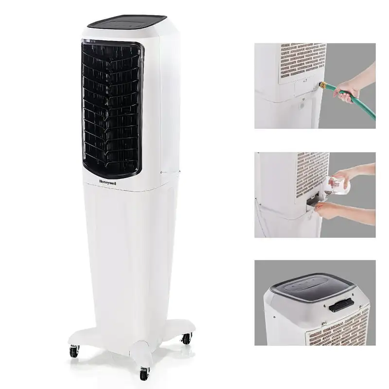 

CFM Portable Evaporative Cooler with Fan, Humidifier & Remote, 53.6" TC50PEU, White