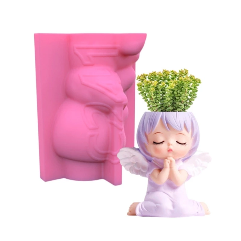 

R3MC Angel Head-Silicone Flower Pot Mold Concrete Candlestick Silicone Holder Mold Succulent Planter Cement Clay Mold