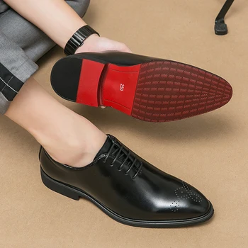 Luxury Mens Leather Shoes High Quality Men's Shoes Fashion Oxford Wedding Men Dress Leather Shoes 2024 Gentleman Office Man Shoe 5