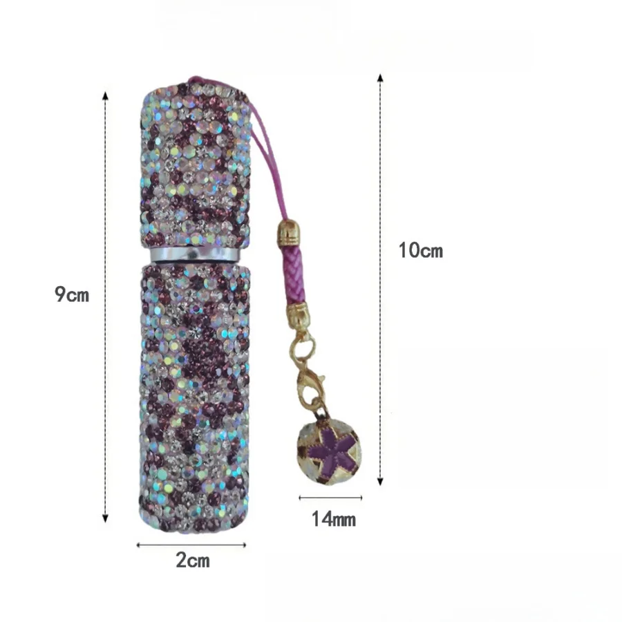 Luxurious Rhinestone Travel Perfume Atomizer with Lanyard - 5ml Refillable Mini Spray Bottle
