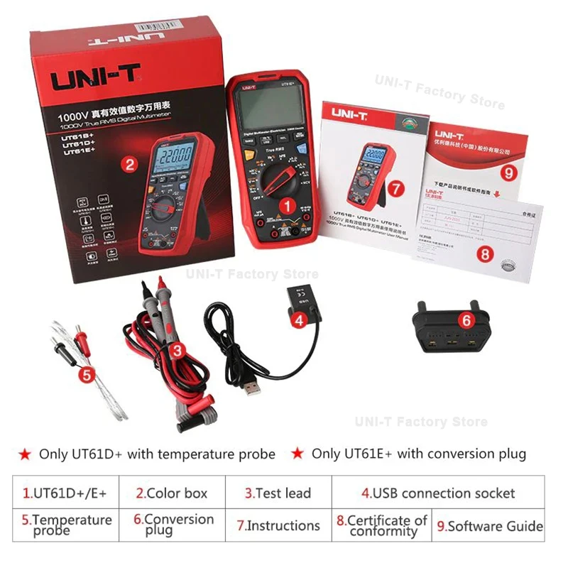 Digital multimeter multimeter tester analog multimeter UNI-T UT61B UT61D UT61E Plus smart multimeter analog & digital polymer electrician tester voltmeter ammeter electric multi meter