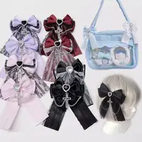 Gothic Girl's Exquisite Hair Accessories Lolita Japanese Lace Ponytail Hair Clip Y2K Cute Bow Clips Hairpins Ita Bag Decoration