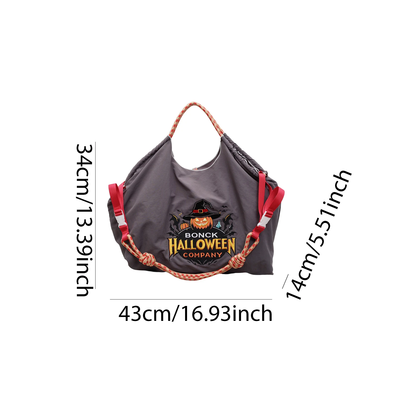 Halloween Women Embroidery Nylon Shopping Bag Large Capacity Shoulder Bag Crossbody Bag for Travel Shopping Daily Use