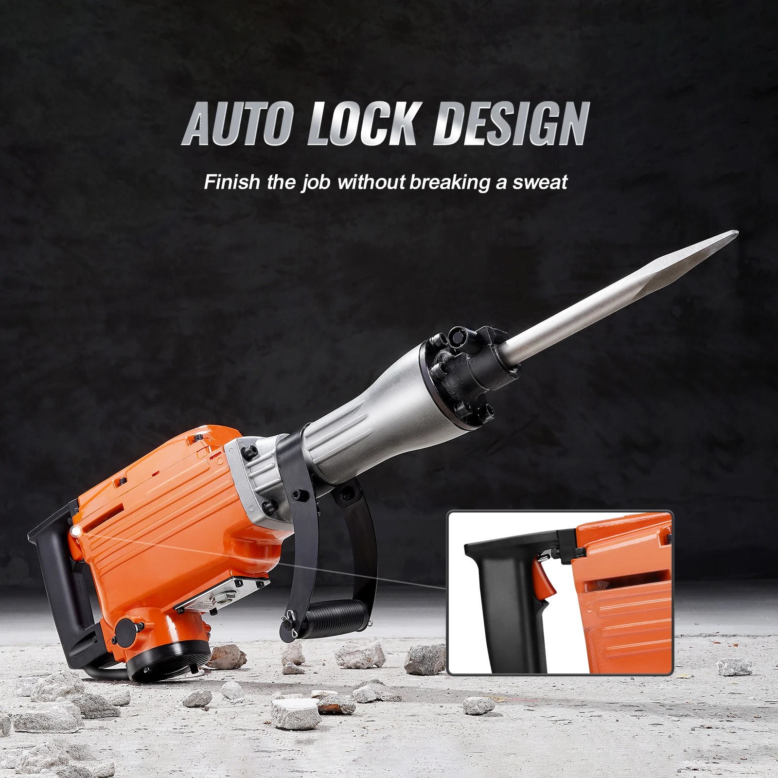 VEVOR Demolition Jack Hammer, 2200W Electric Jackhammer Heavy Duty, 1350 BPM Concrete Breaker, 2pcs Chisels Bit Chipping 5