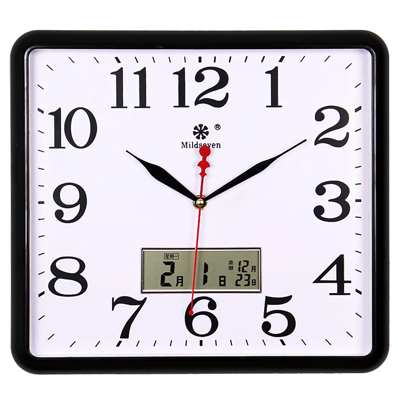 Large Square Digital Wall Clock with Led Calendar Style 2  