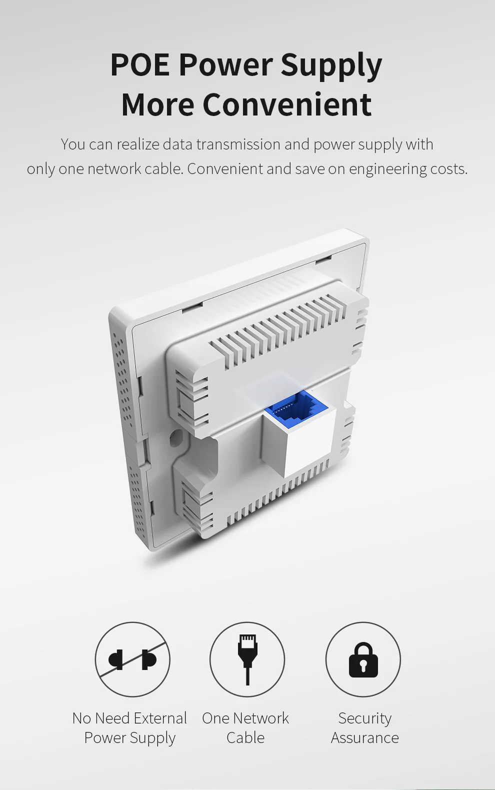 sem Fio de Banda Dupla na Parede ap 2.4 Mais 5.8ghz Gigabit Ethernet Ponto de Acesso 802.11 ac Hotel Home Rj45 Lan Router Repetidor 1200mbps - Imagem 5