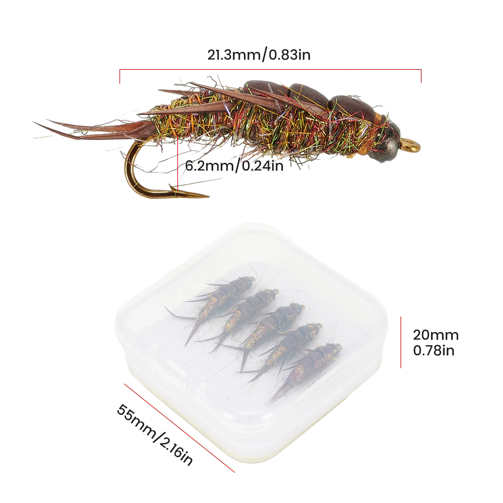 5pcs Fly Fishing Lure Nymph Stonefly Lures Fly Bait For Trout Bass Grayling Artificial Baits Fishing Tackle Accessories