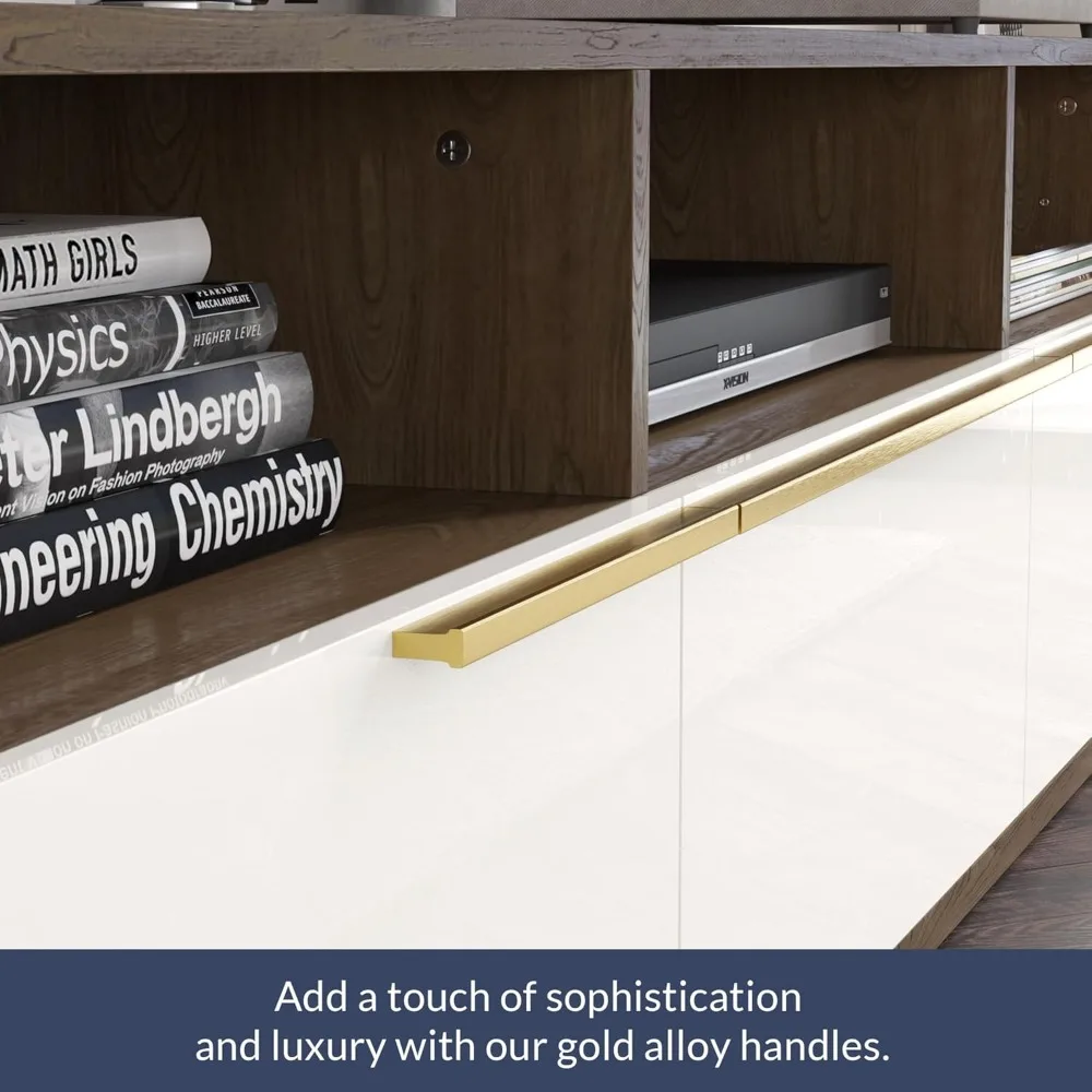 70" TV Stand for TV up to 70", Modern Home Entertainment Center with Open Shelves and Drawers, Media Console Table, Wood 5