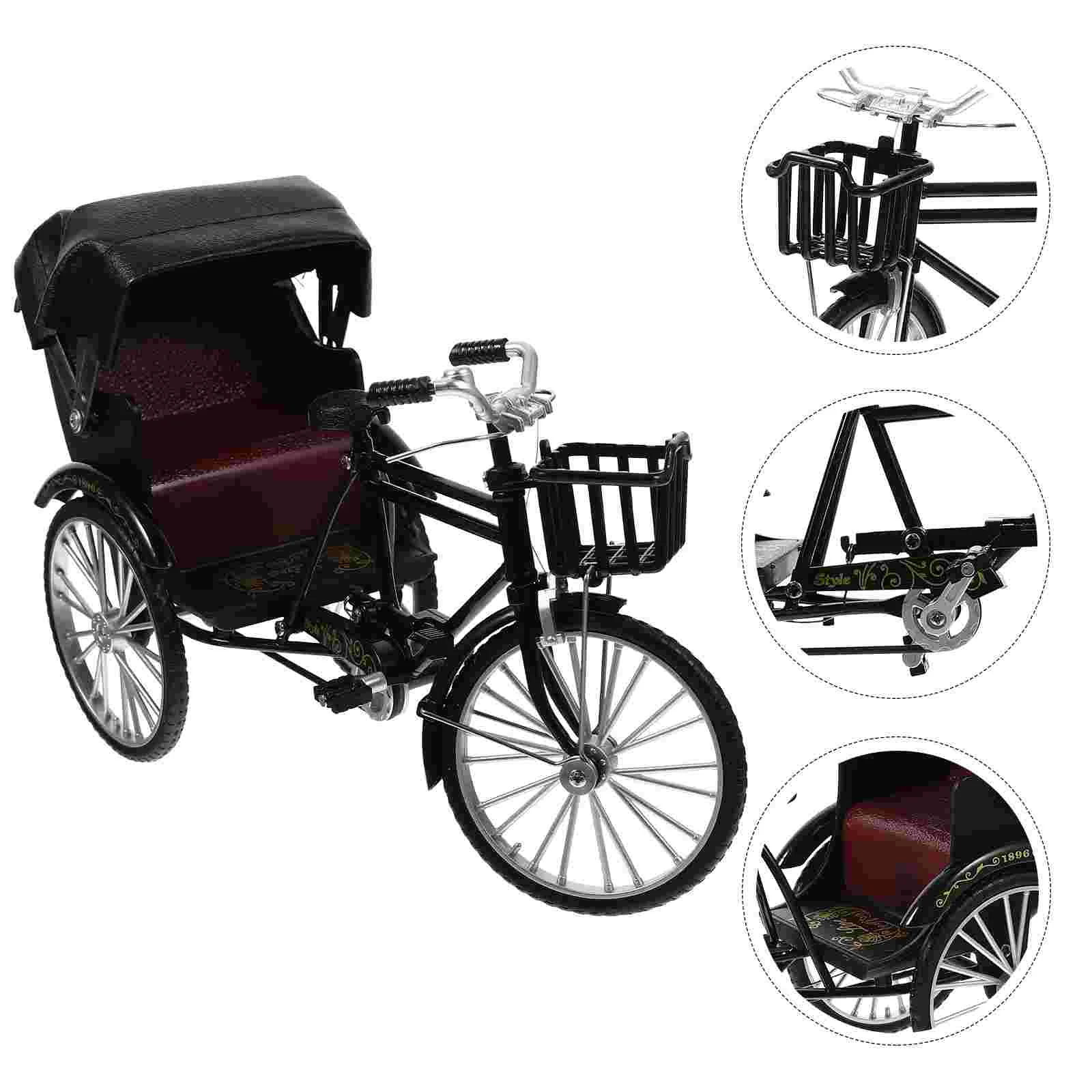 

Vintage Home Decor Mini Tricycle Finger Bike Office Decoration Art Ornaments Figurines Sculpture Gifts Black Minibike