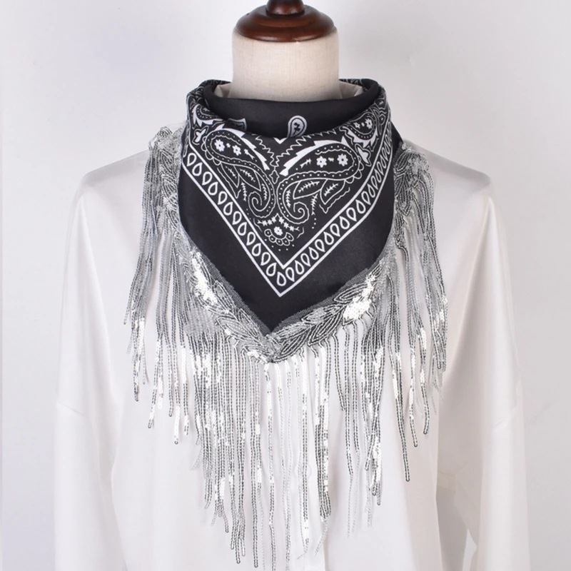 

Cowgirl Bachelorette Fringe Bandanas Bachelorette Bandanas Cowgirl Bandanas Sequin Neckerchief Bandanas For Women