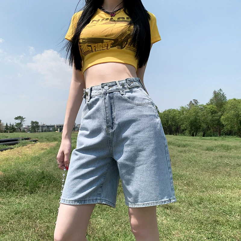 ★韓国の人気★【EZKATON】★Oder Wide Denim Short Pant.s★ ZUNQKG Womens Summer Jorts Y2k Baggy Jean Shorts Drawstring