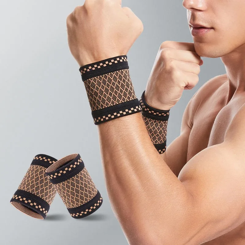 

Knitted Copper Wrist Guard Professional Sports Fitness Wrist Brace Support Protector Elastic Compression Wristband For Fitness