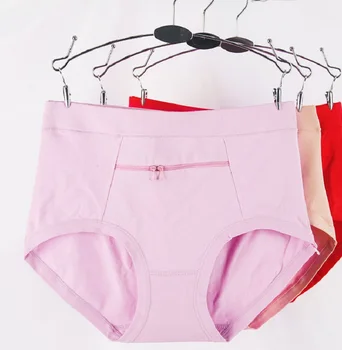 Intimo donna tasca antifurto con cerniera vita alta cotone traspirante elasticizzato di mezza età mamma nonna slip mutandine mutande