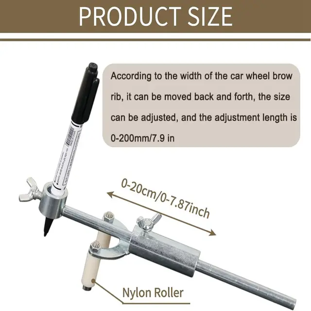 1xSilver  Car Wheel Eyebrow Scriber Body Line Marker Tool Automobile Wheel Arch Parallel Scriber for Car Sheet Metal Dent Repair 6