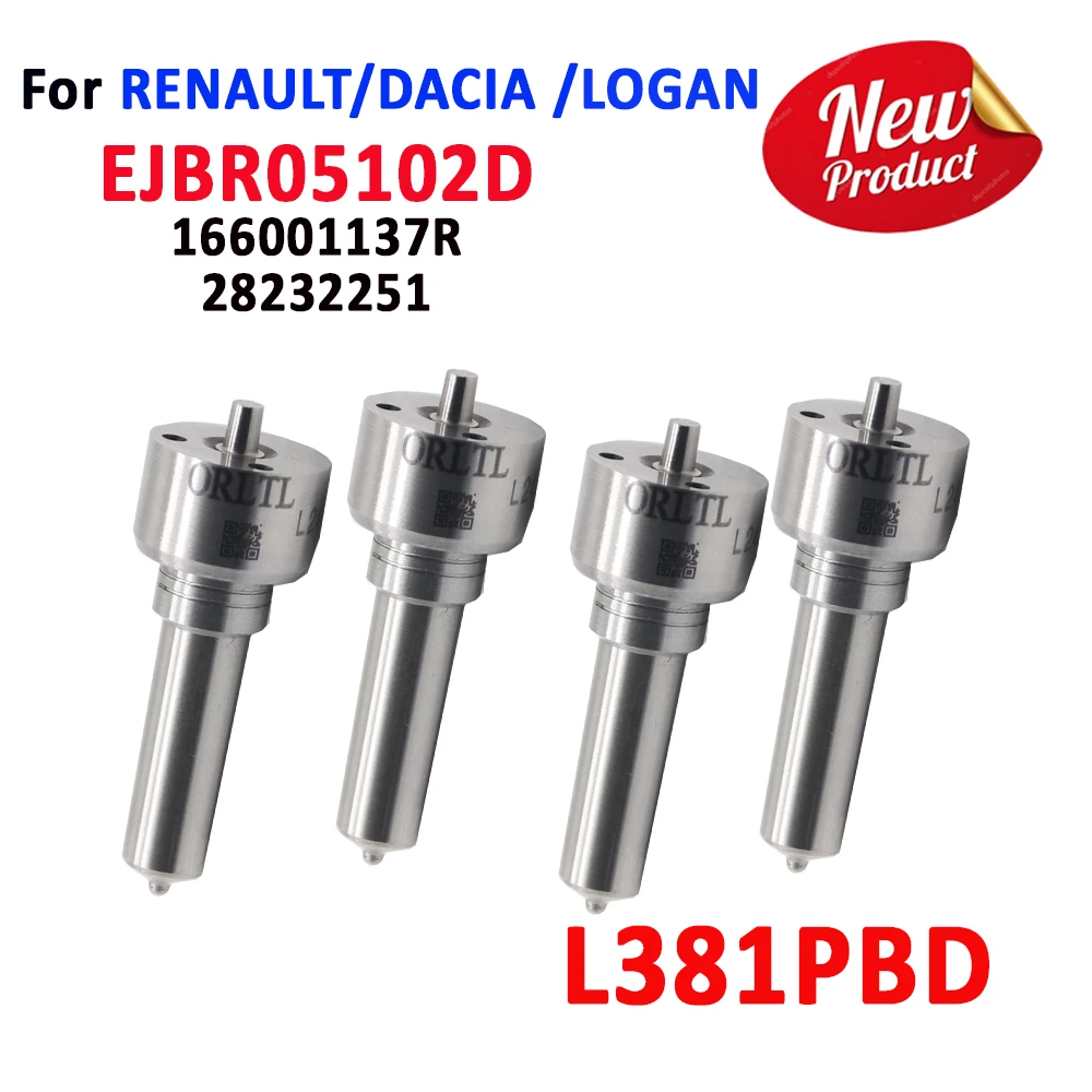 

28232251 EJBR05102D 4 Pieces/lot Fuel Spray Injector Nozzle L381PRD Diesel L381PBD L381 PBD For DELPHI Renault DACIA LOGAN