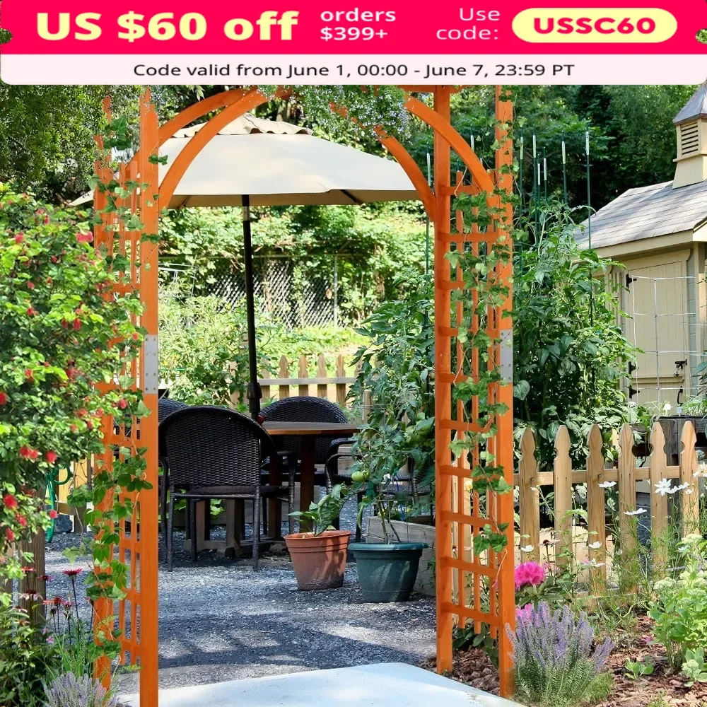 

Садовые арки, деревянная садовая решетка 7 футов, восходящая арка для церемонии посадки, украшение для внутреннего дворика и теплицы