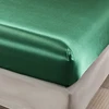 Smooth Fitted Bed Sheet for Summer Satin Silk Bed Sheet Ice Cooling Twin/Full/Queen/King Size Bottom Sheets Green Color Bedsheet 5