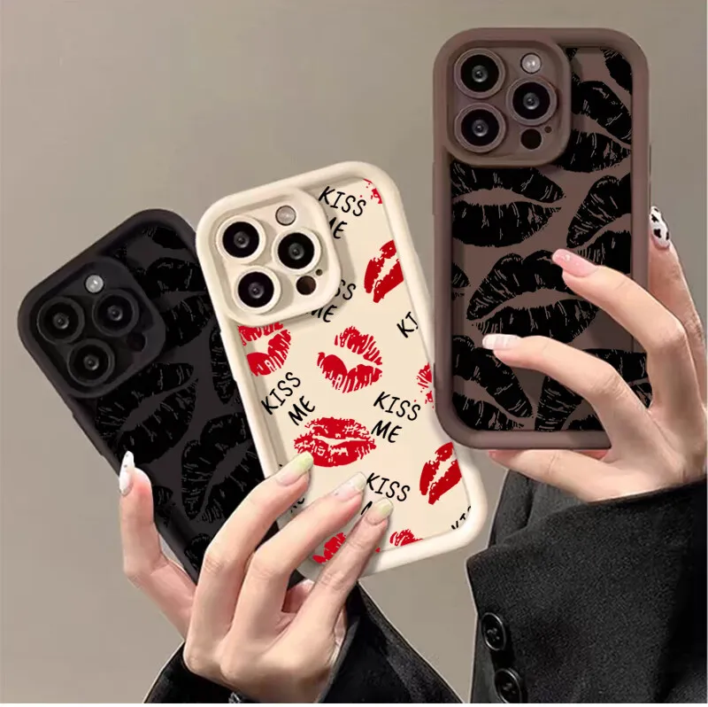Lips Kiss Design Soft Phone Case - Couples Edition