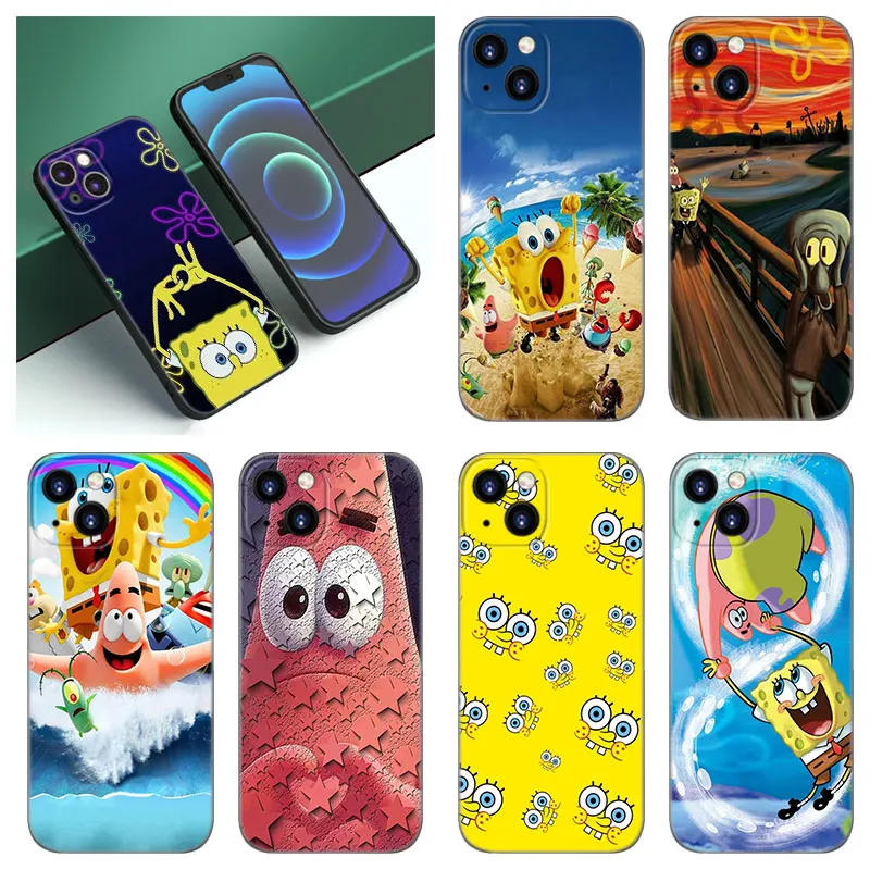 Custodia Per Telefono Best Friend Sponge-Bob Per Apple Iphone 12 13 Mini 11 14 15 Pro Xs Max 7 8 Plus X Xr Se 2020 2022 Custodia In Silicone Nero