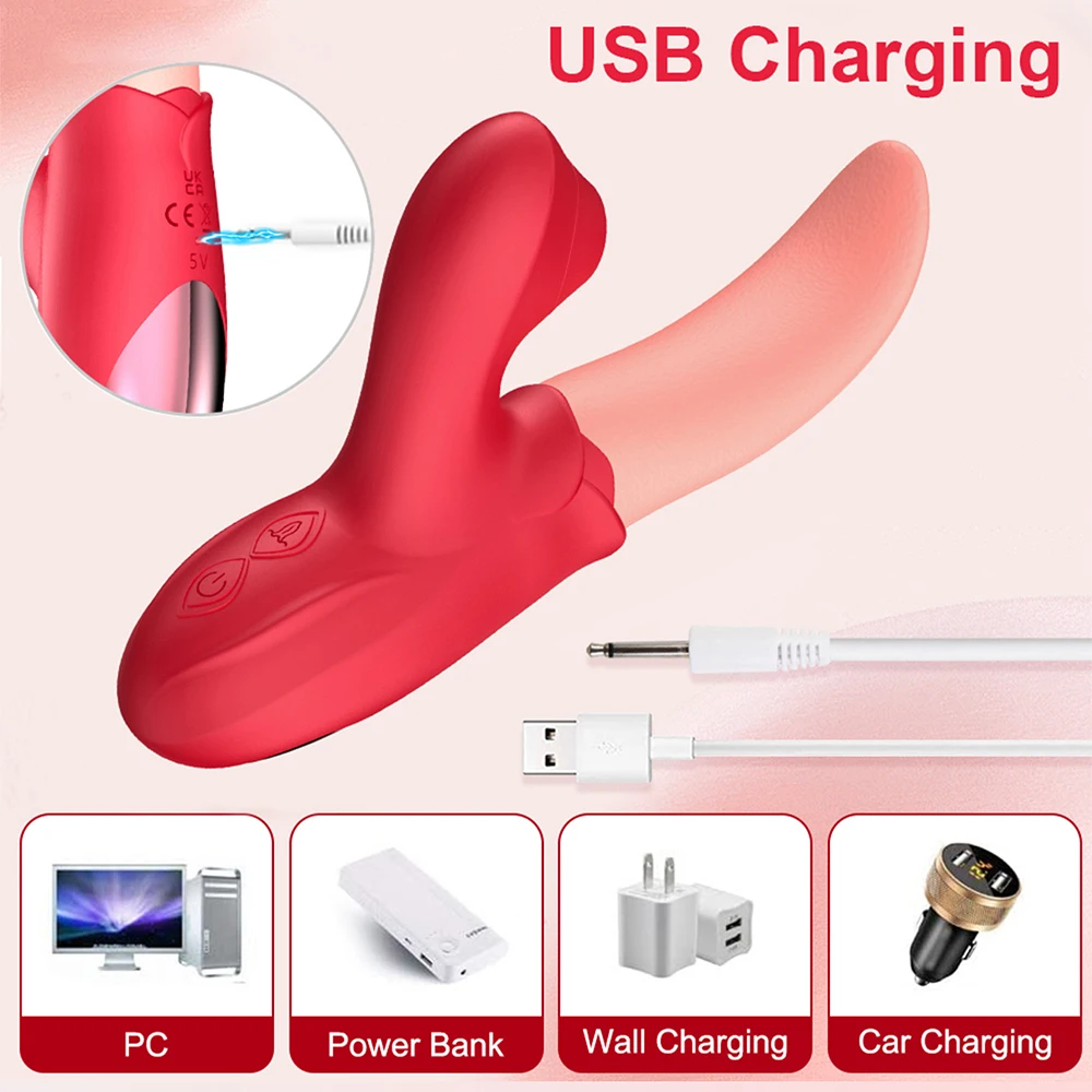 Rose Tongue Licking Sucker Vibrator For Women Nipple Clit Stimulator Love Egg Dildo Vibrating Massager Female Adult Sex Toys