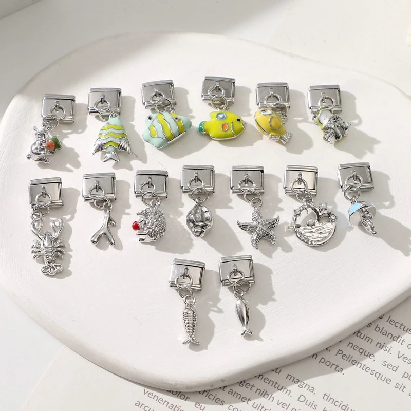 Women Italian Stainless Steel Link Charm Bracelet