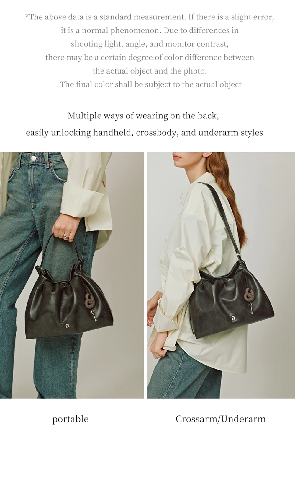 Genuine leather tote, capacity display 1