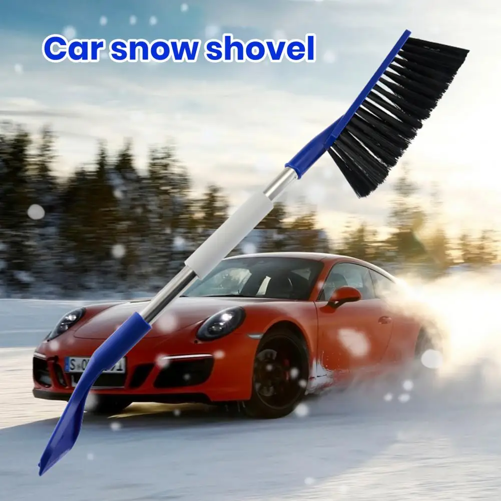 Car Snow Brush Ice Scraper Aluminum Alloy Long Handle EVA Sponge Grip Flexible Nylon Bristles Auto Windshield Snow Removal Broom