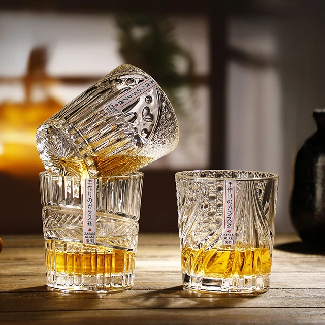 Double Wall Diamond Whisky Glass 6.8 Ounces, Set of 2 