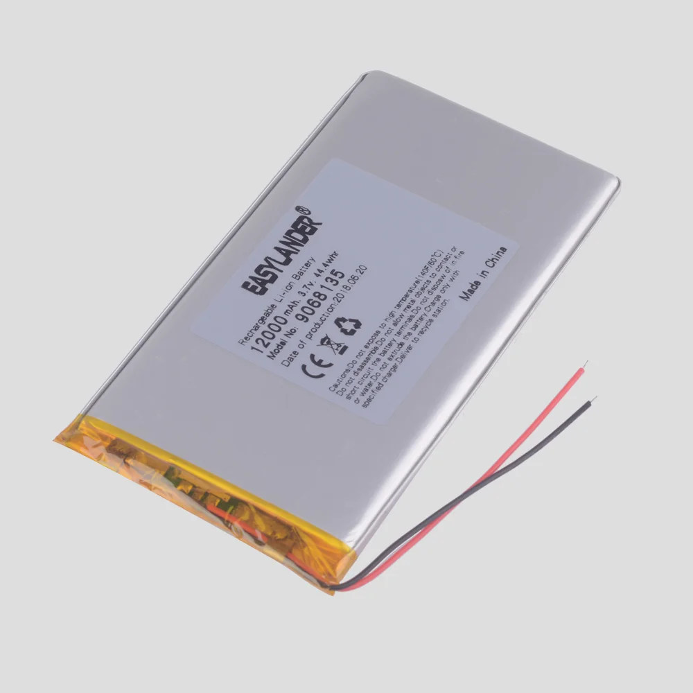 

3pcs/Lot 9068135 3.7V 12000mAh lithium Li ion polymer rechargeable battery For Tablet PCs PAD DVD Naptop speaker 0968135