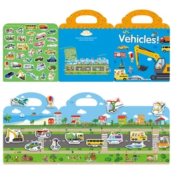 Children's Interactive Sticker Book: Educational DIY Scene Puzzle & Reusable Quiet Play Montessori Learning Toy (E)