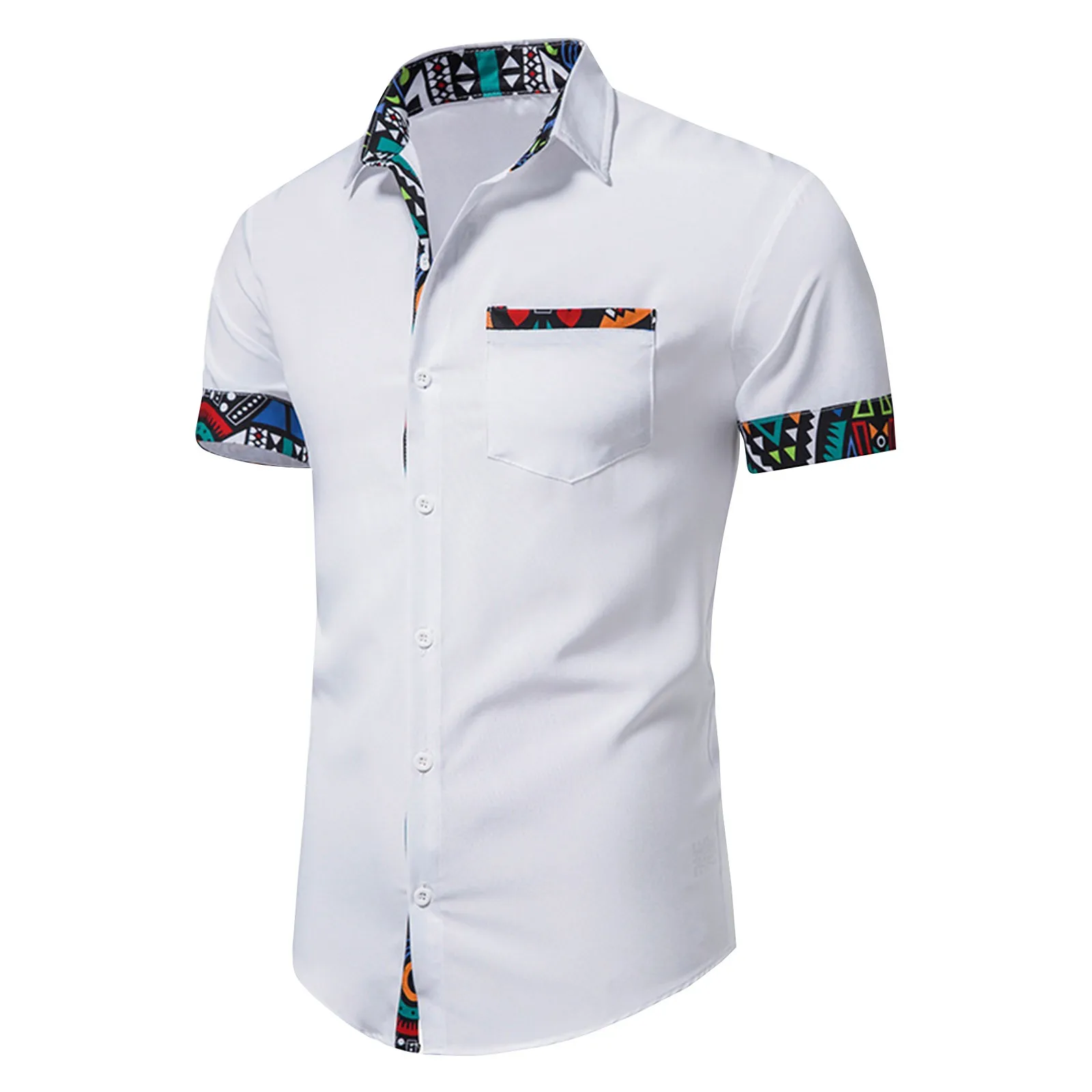 

Men Shirt Formal Men Top Single-breasted Summer Top Lapel Summer Shirt Print Shirt Business Shirt ropa hombre camisas