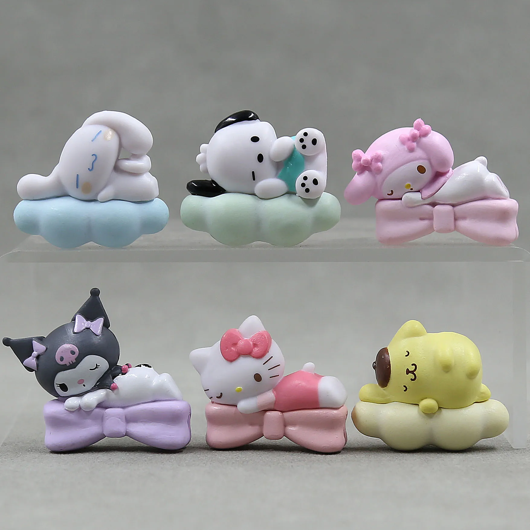 

6Pcs/Set Cartoon Anime Cinnamoroll Figurine Doll Kawaii Kuromi My Melody Hello Kitty Pochacco PomPompurin Toy DIY Birthday Gift