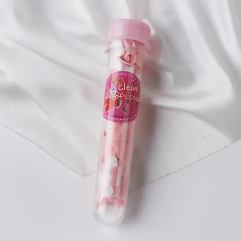 1 PCS Outside Mini Disposable Washing Hand Paper Soap Body Washing Bath Test Tube Confetti Foaming Flower Paper Soap For Kids disposable soap paper